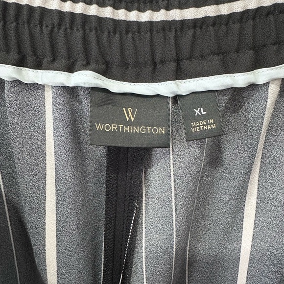 Worthington Black and White Striped Wide Leg Elastic Pants XL - Picture 4 of 6